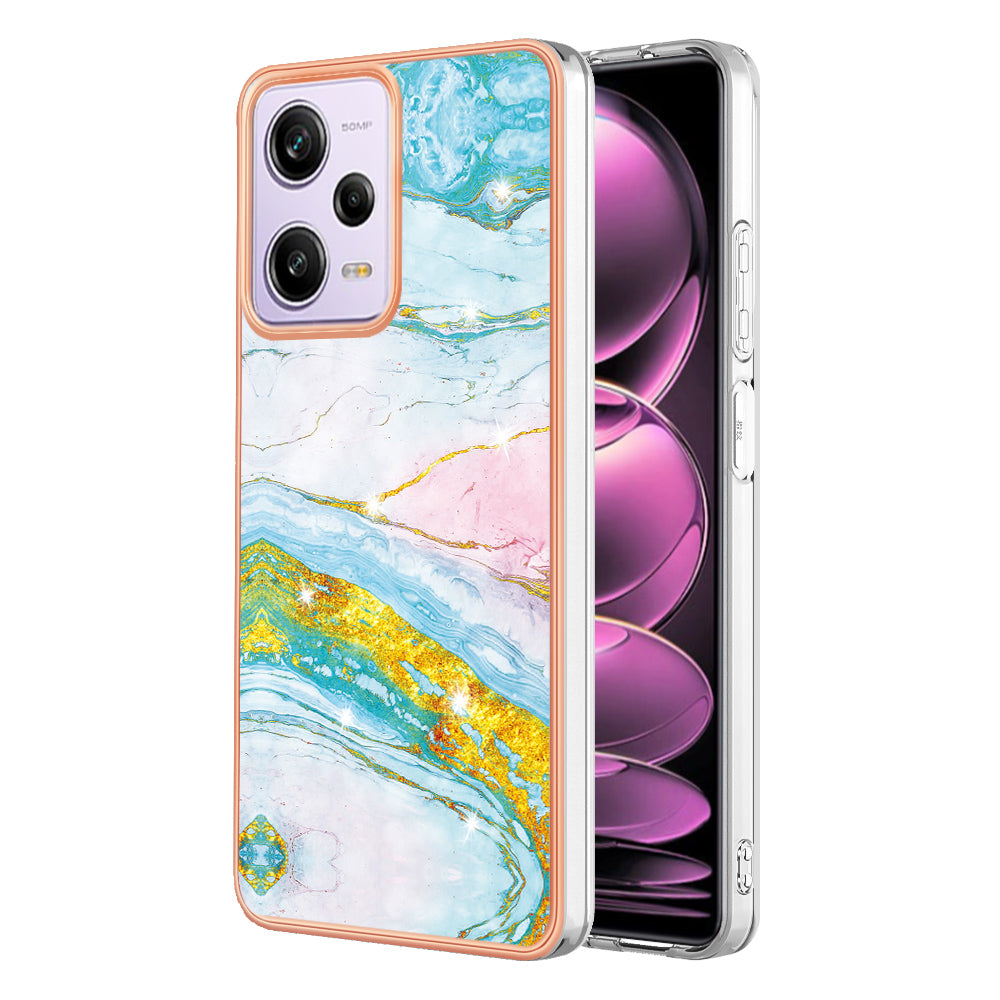 YB IMD Series-2 For Xiaomi Poco X5 Pro 5G / Redmi Note 12 Pro Speed 5G / Note 12 Pro 5G PU Phone Case Marble Pattern IMD Electroplating Back Cover