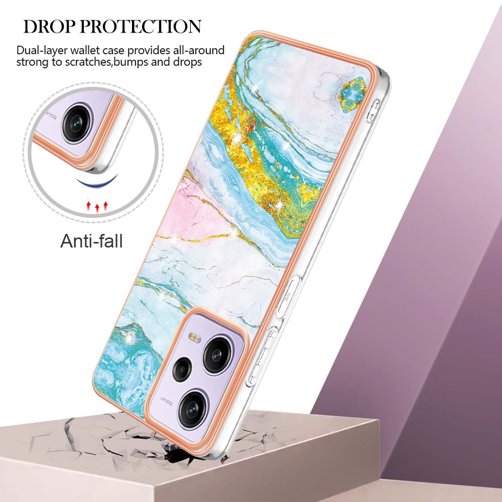 YB IMD Series-2 For Xiaomi Poco X5 Pro 5G / Redmi Note 12 Pro Speed 5G / Note 12 Pro 5G PU Phone Case Marble Pattern IMD Electroplating Back Cover