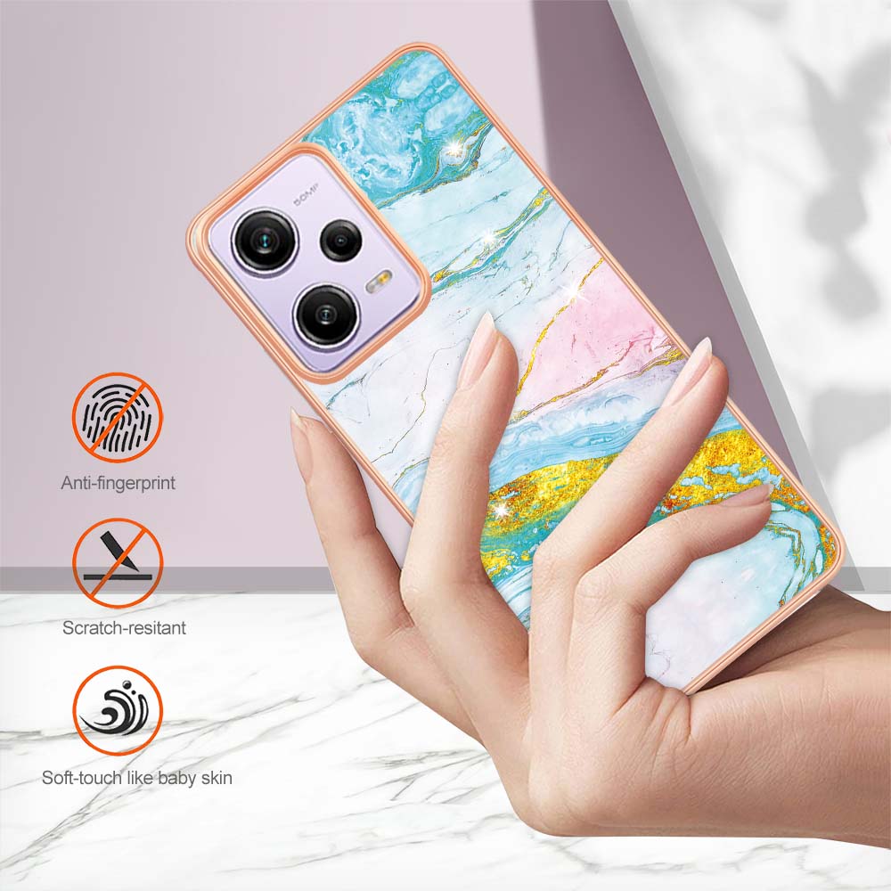 YB IMD Series-2 For Xiaomi Poco X5 Pro 5G / Redmi Note 12 Pro Speed 5G / Note 12 Pro 5G PU Phone Case Marble Pattern IMD Electroplating Back Cover