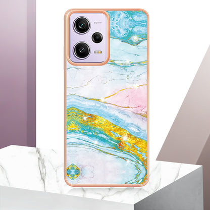 YB IMD Series-2 For Xiaomi Poco X5 Pro 5G / Redmi Note 12 Pro Speed 5G / Note 12 Pro 5G PU Phone Case Marble Pattern IMD Electroplating Back Cover
