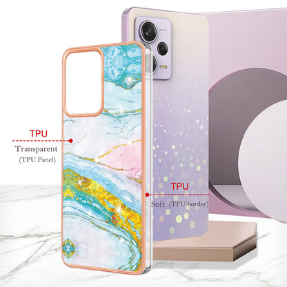 YB IMD Series-2 For Xiaomi Poco X5 Pro 5G / Redmi Note 12 Pro Speed 5G / Note 12 Pro 5G PU Phone Case Marble Pattern IMD Electroplating Back Cover