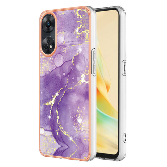 YB IMD Series-2 For Oppo Reno8 T 4G Soft TPU Anti-scratch Phone Case Electroplating IMD Marble Pattern Cover