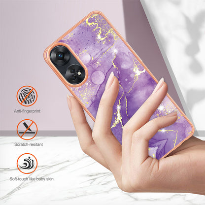 YB IMD Series-2 For Oppo Reno8 T 4G Soft TPU Anti-scratch Phone Case Electroplating IMD Marble Pattern Cover