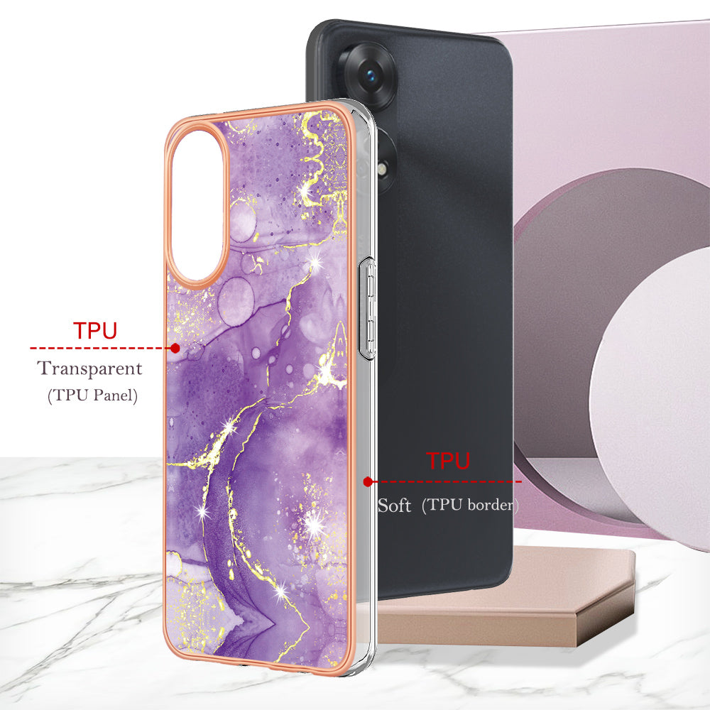 YB IMD Series-2 For Oppo Reno8 T 4G Soft TPU Anti-scratch Phone Case Electroplating IMD Marble Pattern Cover