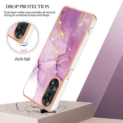YB IMD Series-2 For Oppo Reno8 T 4G Soft TPU Anti-scratch Phone Case Electroplating IMD Marble Pattern Cover