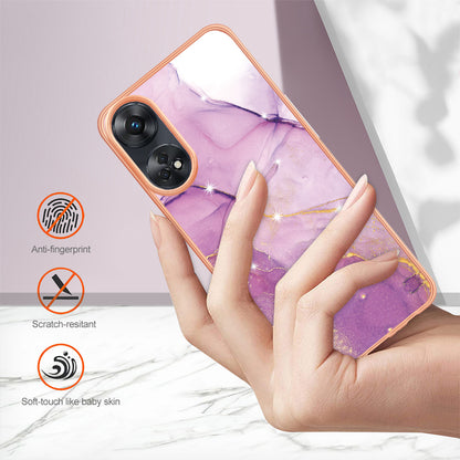 YB IMD Series-2 For Oppo Reno8 T 4G Soft TPU Anti-scratch Phone Case Electroplating IMD Marble Pattern Cover