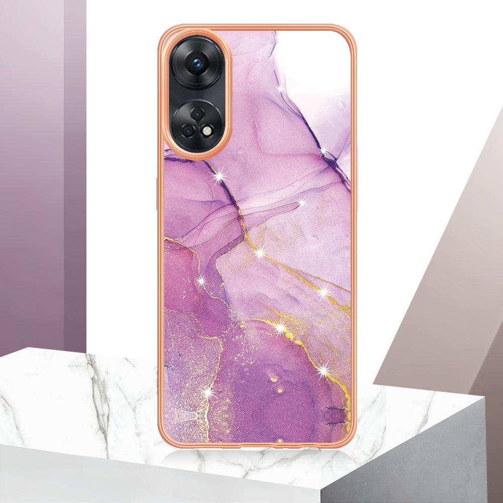 YB IMD Series-2 For Oppo Reno8 T 4G Soft TPU Anti-scratch Phone Case Electroplating IMD Marble Pattern Cover