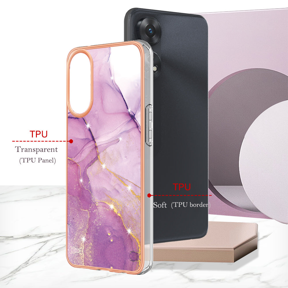 YB IMD Series-2 For Oppo Reno8 T 4G Soft TPU Anti-scratch Phone Case Electroplating IMD Marble Pattern Cover