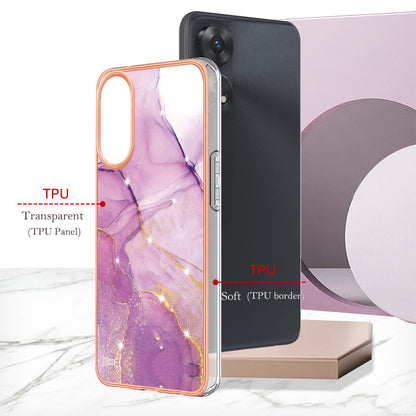 YB IMD Series-2 For Oppo Reno8 T 4G Soft TPU Anti-scratch Phone Case Electroplating IMD Marble Pattern Cover