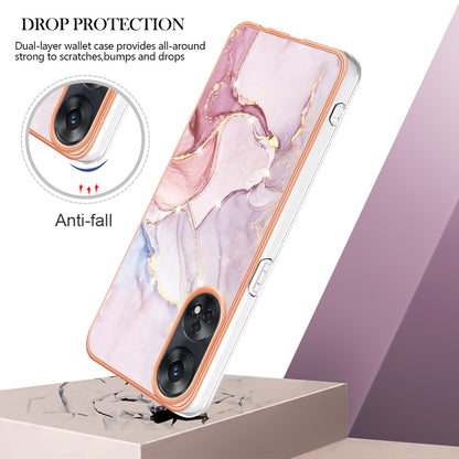 YB IMD Series-2 For Oppo Reno8 T 4G Soft TPU Anti-scratch Phone Case Electroplating IMD Marble Pattern Cover