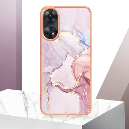 YB IMD Series-2 For Oppo Reno8 T 4G Soft TPU Anti-scratch Phone Case Electroplating IMD Marble Pattern Cover