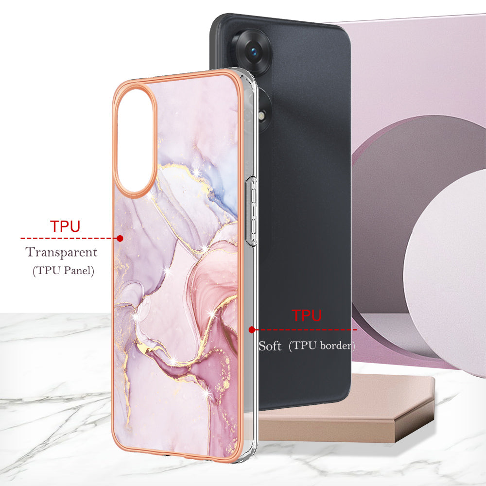 YB IMD Series-2 For Oppo Reno8 T 4G Soft TPU Anti-scratch Phone Case Electroplating IMD Marble Pattern Cover