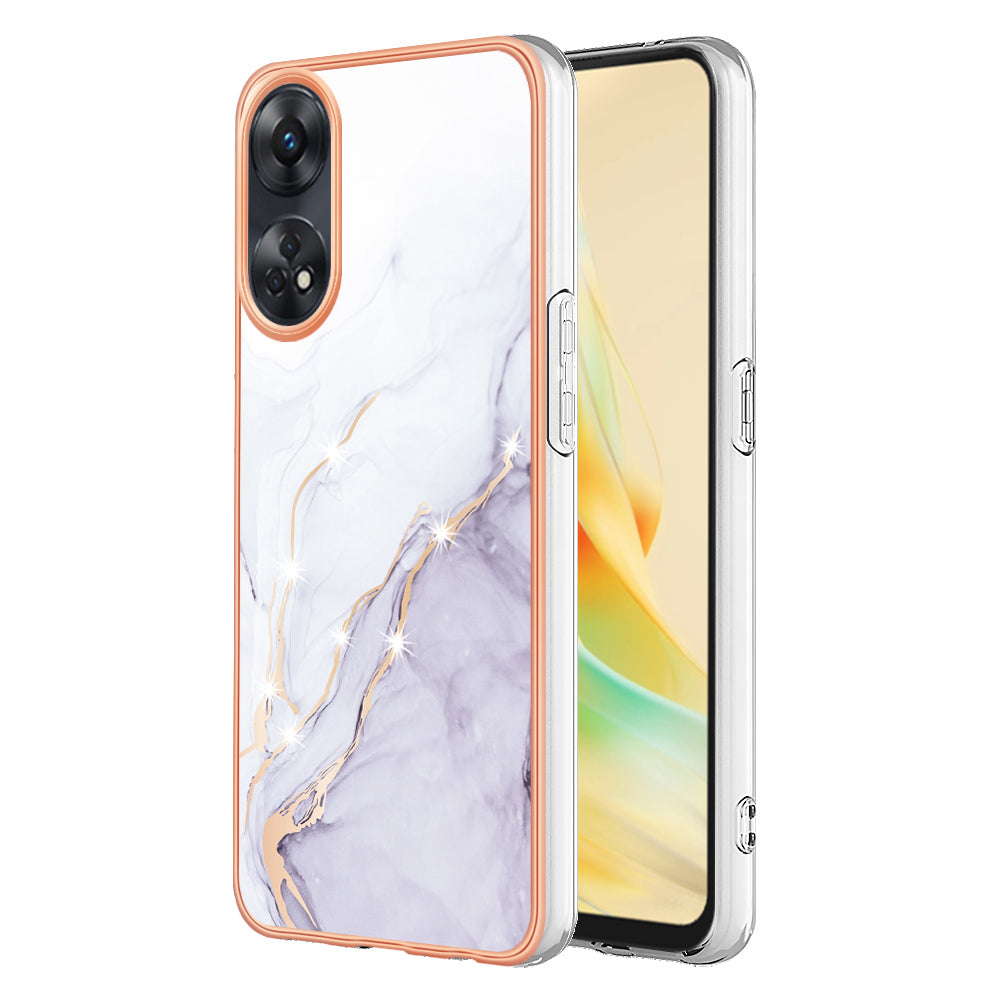 YB IMD Series-2 For Oppo Reno8 T 4G Soft TPU Anti-scratch Phone Case Electroplating IMD Marble Pattern Cover