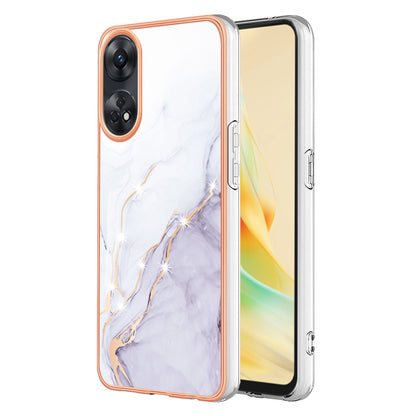 YB IMD Series-2 For Oppo Reno8 T 4G Soft TPU Anti-scratch Phone Case Electroplating IMD Marble Pattern Cover
