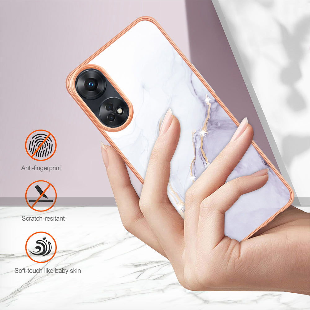 YB IMD Series-2 For Oppo Reno8 T 4G Soft TPU Anti-scratch Phone Case Electroplating IMD Marble Pattern Cover
