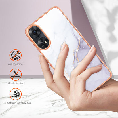 YB IMD Series-2 For Oppo Reno8 T 4G Soft TPU Anti-scratch Phone Case Electroplating IMD Marble Pattern Cover