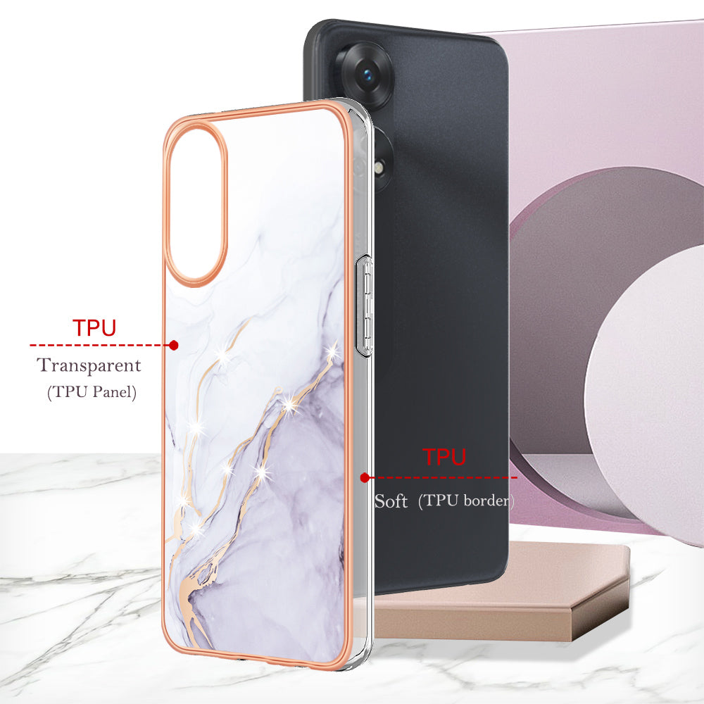 YB IMD Series-2 For Oppo Reno8 T 4G Soft TPU Anti-scratch Phone Case Electroplating IMD Marble Pattern Cover