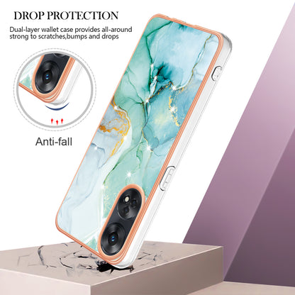 YB IMD Series-2 For Oppo Reno8 T 4G Soft TPU Anti-scratch Phone Case Electroplating IMD Marble Pattern Cover