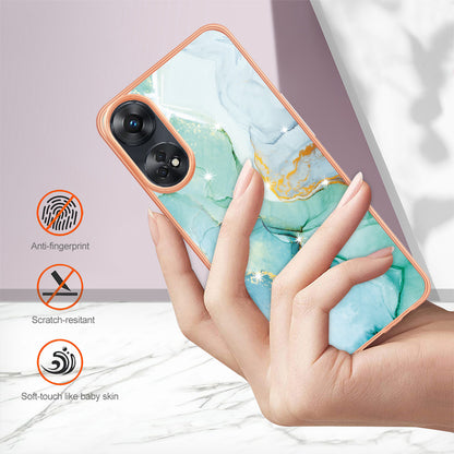 YB IMD Series-2 For Oppo Reno8 T 4G Soft TPU Anti-scratch Phone Case Electroplating IMD Marble Pattern Cover