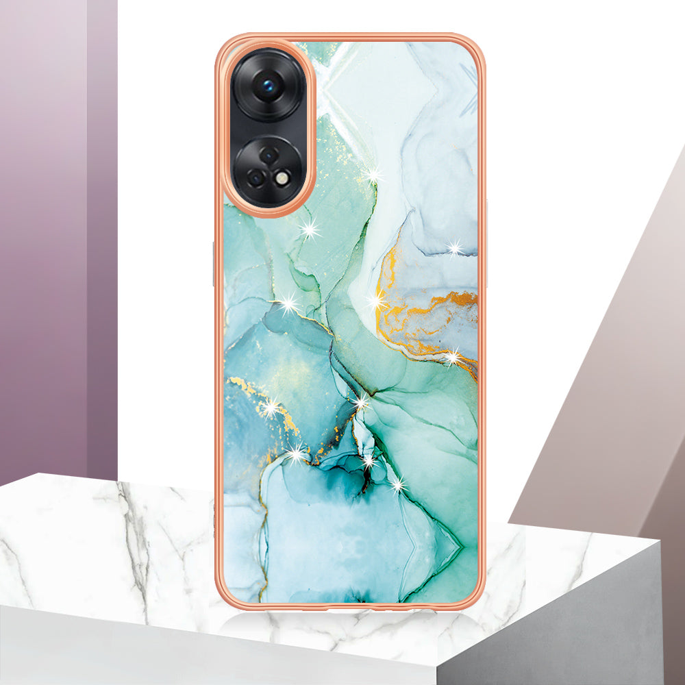 YB IMD Series-2 For Oppo Reno8 T 4G Soft TPU Anti-scratch Phone Case Electroplating IMD Marble Pattern Cover