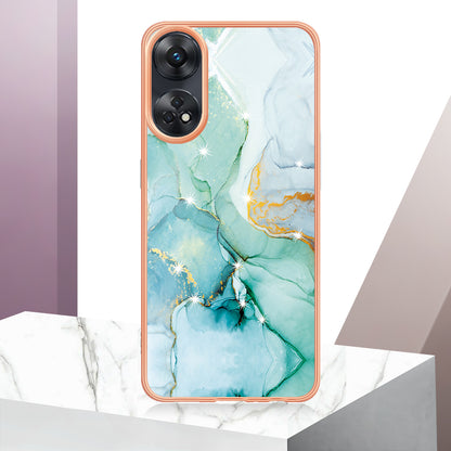 YB IMD Series-2 For Oppo Reno8 T 4G Soft TPU Anti-scratch Phone Case Electroplating IMD Marble Pattern Cover