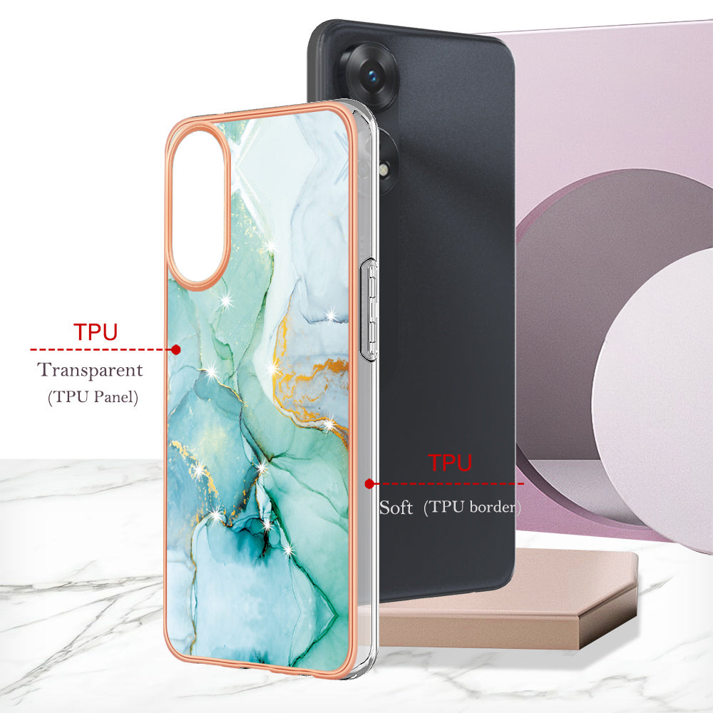 YB IMD Series-2 For Oppo Reno8 T 4G Soft TPU Anti-scratch Phone Case Electroplating IMD Marble Pattern Cover