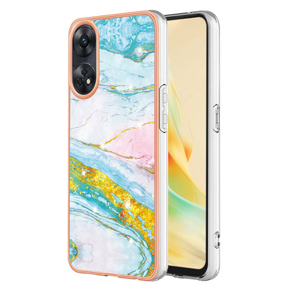 YB IMD Series-2 For Oppo Reno8 T 4G Soft TPU Anti-scratch Phone Case Electroplating IMD Marble Pattern Cover