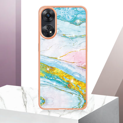 YB IMD Series-2 For Oppo Reno8 T 4G Soft TPU Anti-scratch Phone Case Electroplating IMD Marble Pattern Cover