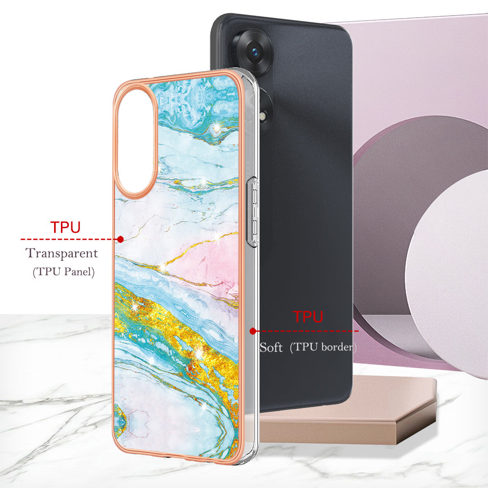 YB IMD Series-2 For Oppo Reno8 T 4G Soft TPU Anti-scratch Phone Case Electroplating IMD Marble Pattern Cover