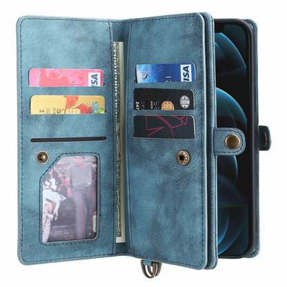 MEGSHI 021 Series For iPhone 14 Pro Magnetic Detachable Wallet PU Leather Protective Shell Folding Stand Phone Case