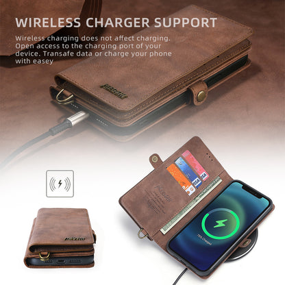 MEGSHI 021 Series For iPhone 14 Pro Magnetic Detachable Wallet PU Leather Protective Shell Folding Stand Phone Case