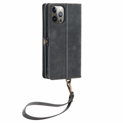 MEGSHI 021 Series For iPhone 14 Pro Magnetic Detachable Wallet PU Leather Protective Shell Folding Stand Phone Case