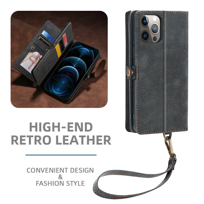 MEGSHI 021 Series For iPhone 14 Pro Magnetic Detachable Wallet PU Leather Protective Shell Folding Stand Phone Case