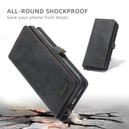 MEGSHI 021 Series For iPhone 14 Pro Magnetic Detachable Wallet PU Leather Protective Shell Folding Stand Phone Case