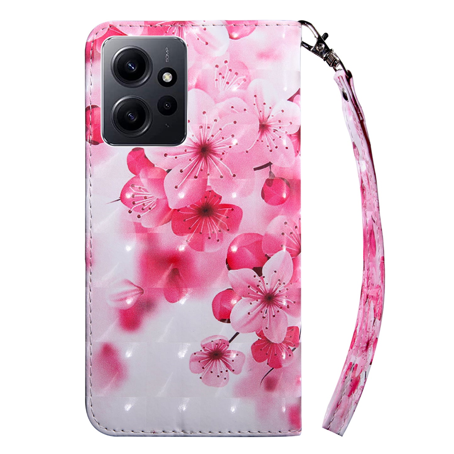 For Xiaomi Redmi Note 12 4G Phone Stand Case PU Leather 3D Pattern Printing Wallet Cover with Strap