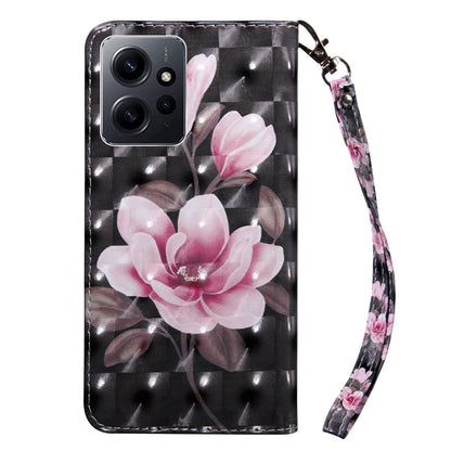 For Xiaomi Redmi Note 12 4G Phone Stand Case PU Leather 3D Pattern Printing Wallet Cover with Strap