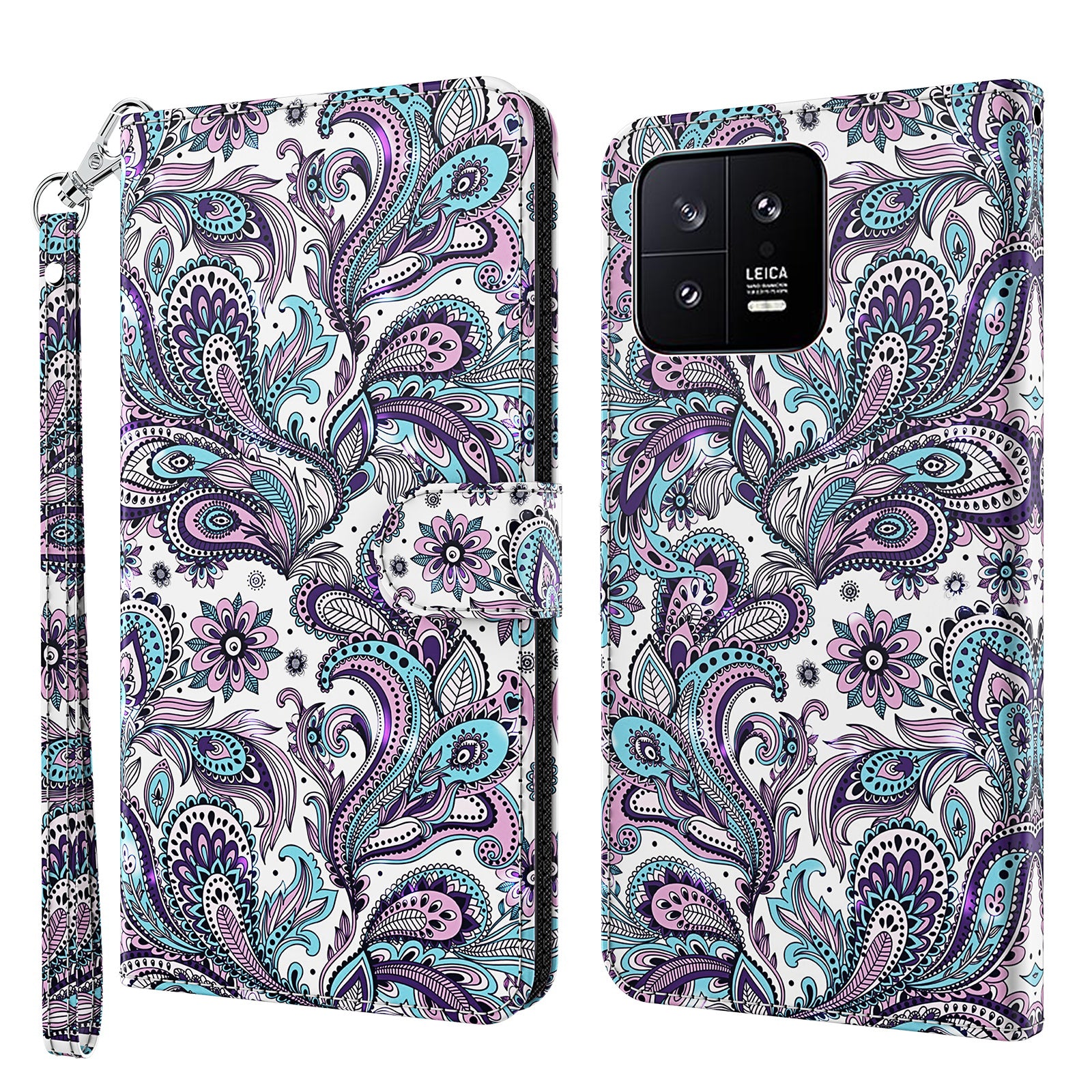 For Xiaomi 13 5G PU Leather Wallet Phone Case 3D Pattern Printing Phone Stand Cover with Strap