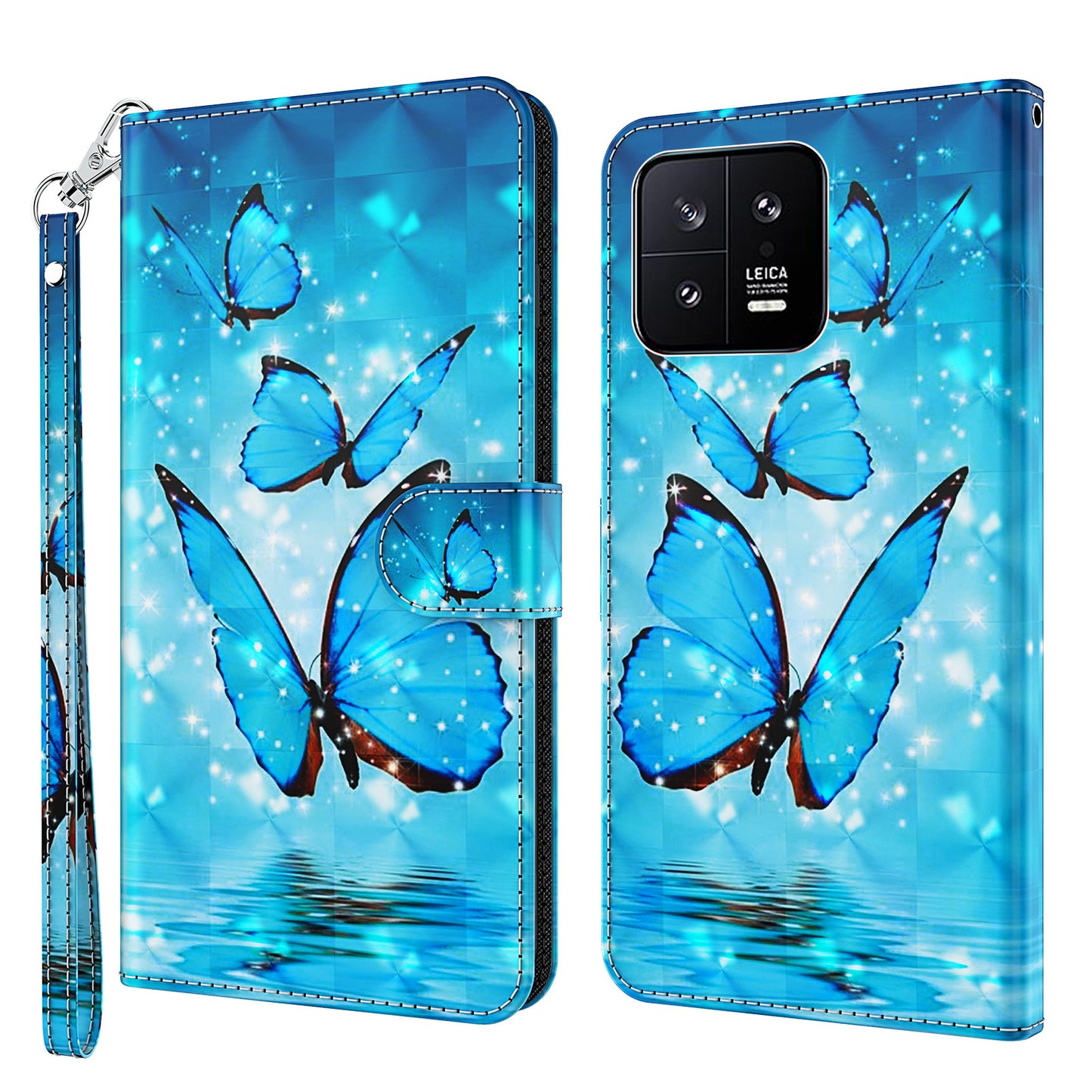 For Xiaomi 13 5G PU Leather Wallet Phone Case 3D Pattern Printing Phone Stand Cover with Strap