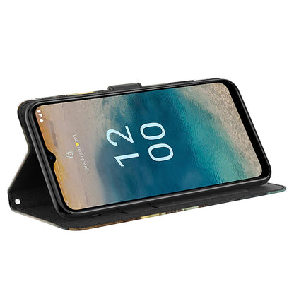 For Nokia G22 3D Pattern Printing Phone Leather Case Stand Cell Phone Wallet Cover with Strap