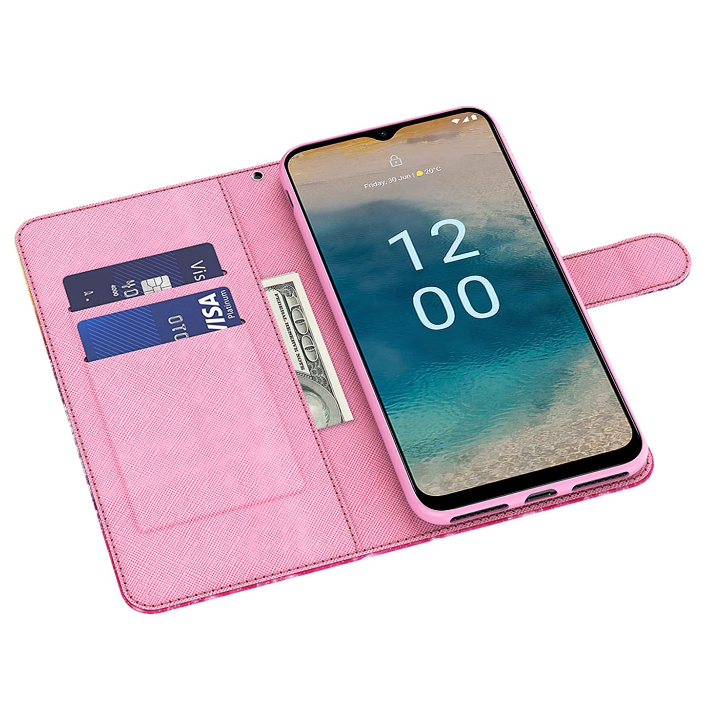 For Nokia G22 3D Pattern Printing Phone Leather Case Stand Cell Phone Wallet Cover with Strap