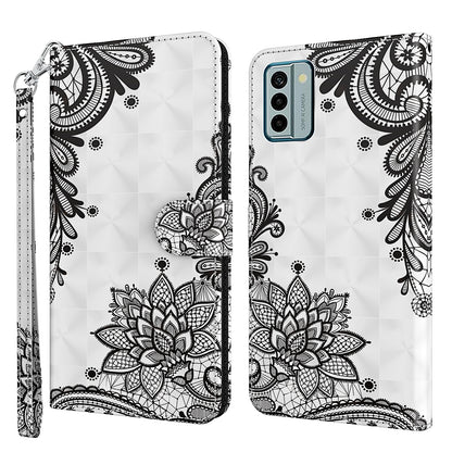 For Nokia G22 3D Pattern Printing Phone Leather Case Stand Cell Phone Wallet Cover with Strap