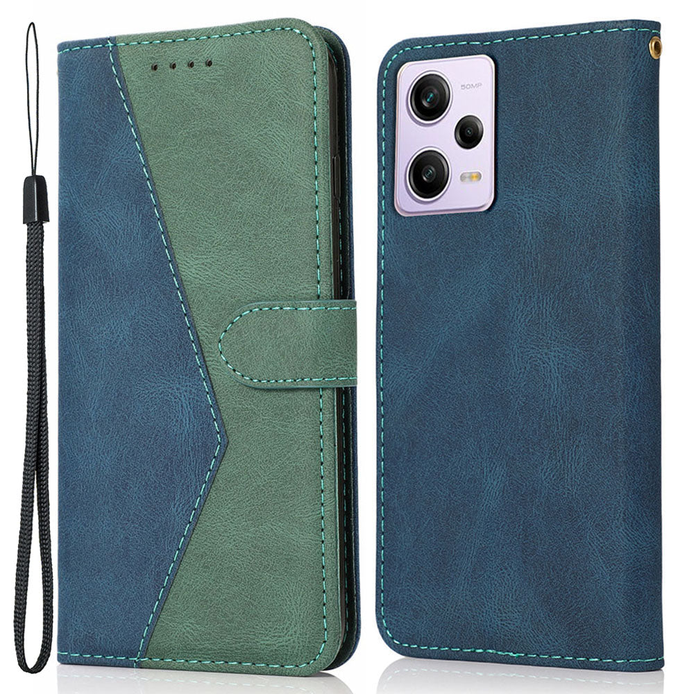 For Xiaomi Poco X5 Pro 5G / Redmi Note 12 Pro Speed 5G / 12 Pro 5G Anti-drop Stand Case Splicing PU Leather Wallet Phone Cover