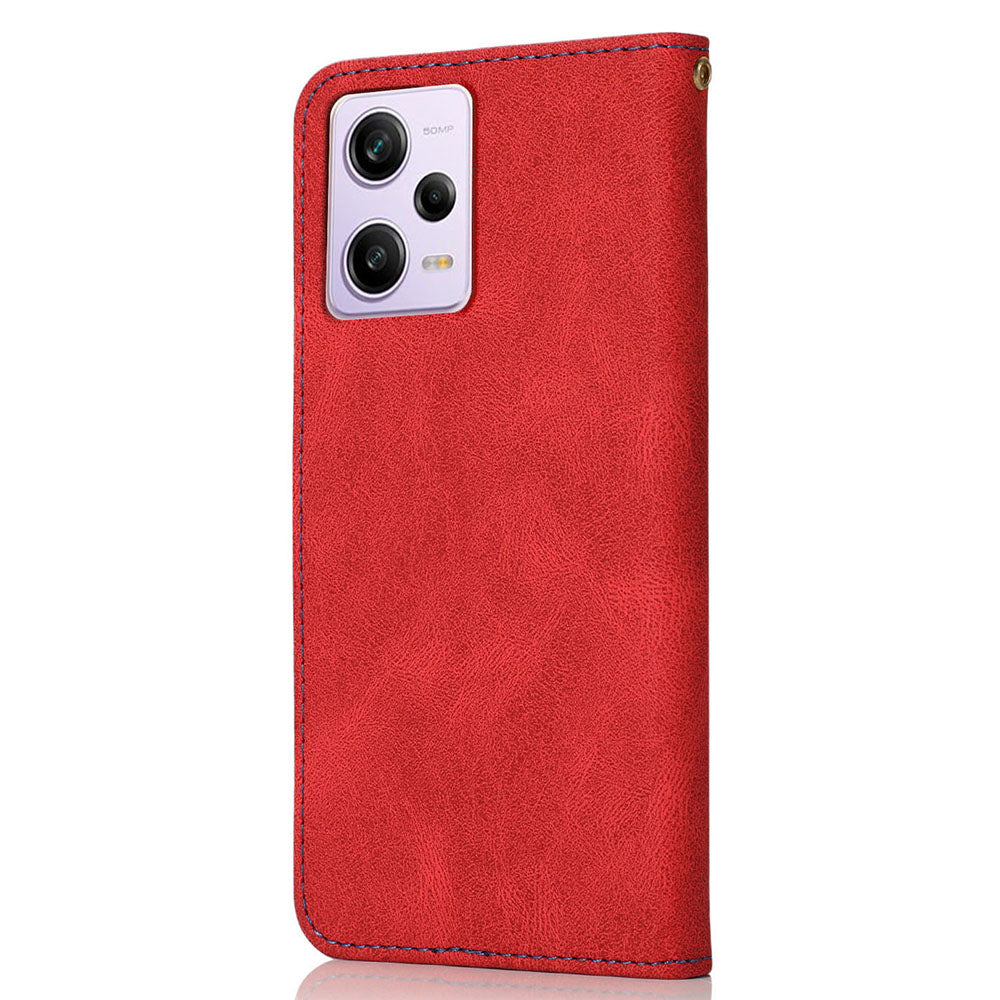For Xiaomi Poco X5 Pro 5G / Redmi Note 12 Pro Speed 5G / 12 Pro 5G Anti-drop Stand Case Splicing PU Leather Wallet Phone Cover