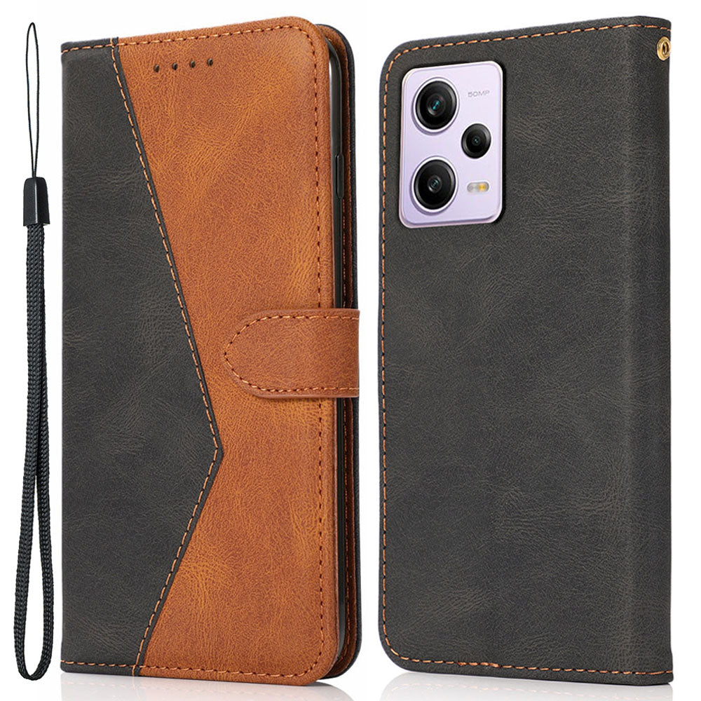 For Xiaomi Poco X5 Pro 5G / Redmi Note 12 Pro Speed 5G / 12 Pro 5G Anti-drop Stand Case Splicing PU Leather Wallet Phone Cover