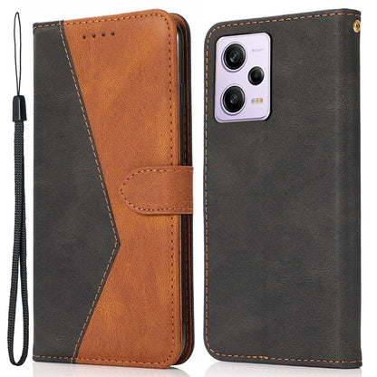 For Xiaomi Poco X5 Pro 5G / Redmi Note 12 Pro Speed 5G / 12 Pro 5G Anti-drop Stand Case Splicing PU Leather Wallet Phone Cover
