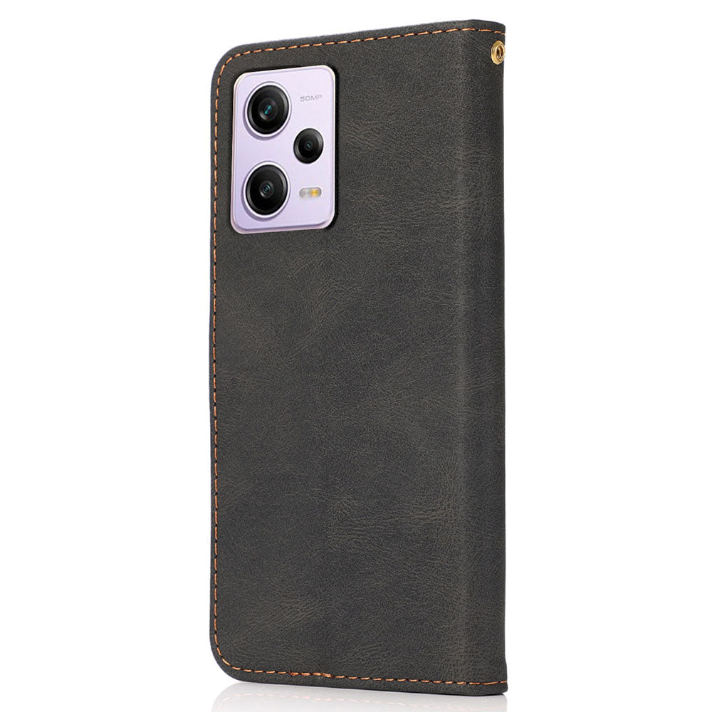 For Xiaomi Poco X5 Pro 5G / Redmi Note 12 Pro Speed 5G / 12 Pro 5G Anti-drop Stand Case Splicing PU Leather Wallet Phone Cover