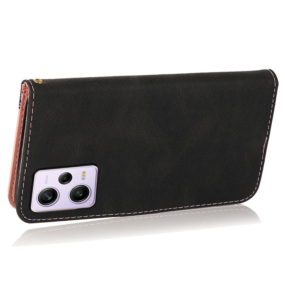 For Xiaomi Poco X5 Pro 5G / Redmi Note 12 Pro Speed 5G / 12 Pro 5G Anti-drop Stand Case Splicing PU Leather Wallet Phone Cover