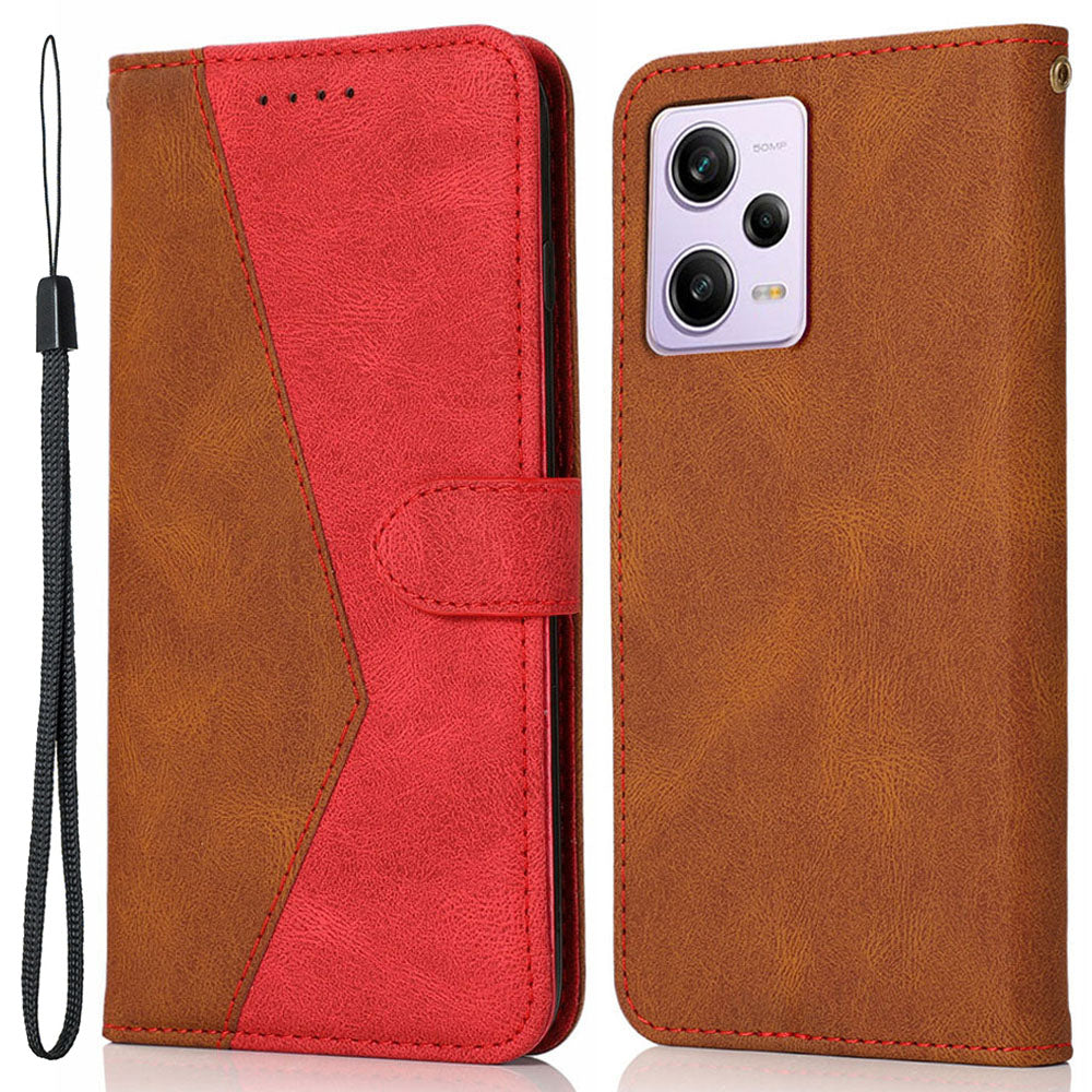 For Xiaomi Poco X5 Pro 5G / Redmi Note 12 Pro Speed 5G / 12 Pro 5G Anti-drop Stand Case Splicing PU Leather Wallet Phone Cover