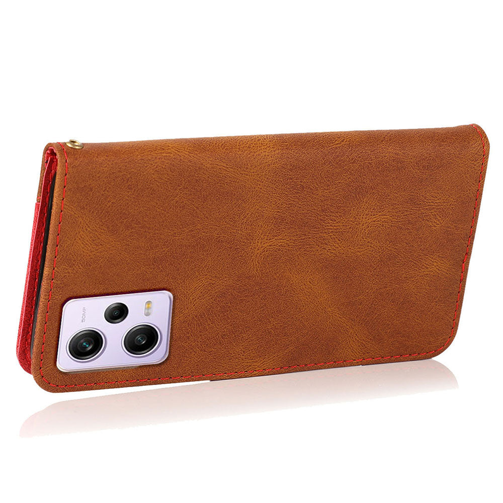 For Xiaomi Poco X5 Pro 5G / Redmi Note 12 Pro Speed 5G / 12 Pro 5G Anti-drop Stand Case Splicing PU Leather Wallet Phone Cover