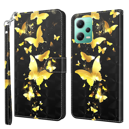 For Xiaomi Redmi Note 12 5G (China) / (India) / (Global) / Poco X5 5G Leather Phone Case 3D Pattern Printing Stand Wallet Cover